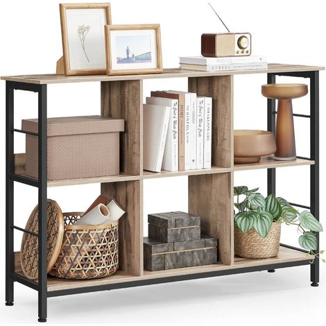 Libreria a 3 ripiani stile industriale 9 cubi per soggiorno ufficio corridoio cucina 33 x 120 x 80 cm marrone 120006399