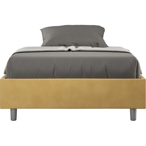 Letto Matrimoniale Francese Sommier 140x210 cm con Rete Azelia Ocra (1/4)