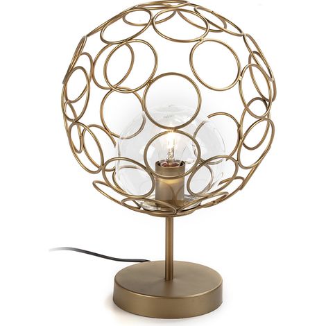 Lampe de Table 30x30x45 Verre/Métal Doré