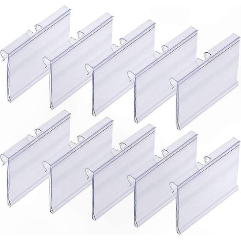 Transparente Etiketten für Metallregale, Preisauszeichnungsklammern, Lagerbehältermarkierungen, Warenschilder, 10er-Packung, für den Einsatz im Geschäft und zu Hause (1/5)
