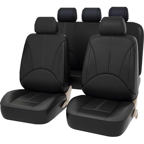 9 Pièces Housses de Siège Avant et Arrière, Ensemble complet de Voiture Imperméables Cuir, Housses De Siège De Voiture En Cuir Anti-Poussière Respirant Housses De Siège Ensemble Complet (1/5)