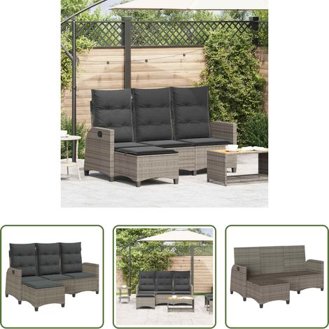 Canapé inclinable - Canapé de jardin inclinable coussins forme de L gris polyrotin (1/5)