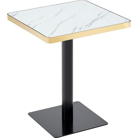 Table à manger carrée effet marbre plateau UV piétement métal (1/5)