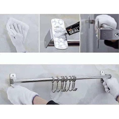 Crochets pour ustensiles de cuisine, acier inoxydable, crochets argentés de 50 cm (1/5)
