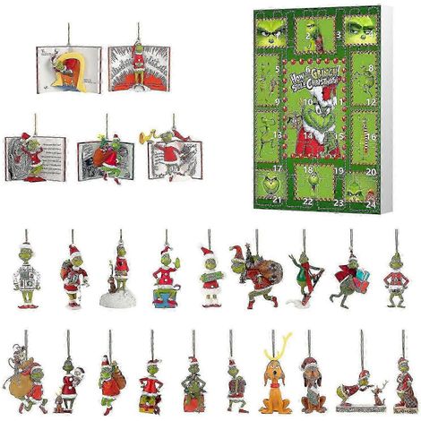 Calendrier de l'Avent de Noël, boîte surprise, compte à rebours de 24 jours, pendentif sapin de Noël, boîte surprise Grinch (1/5)
