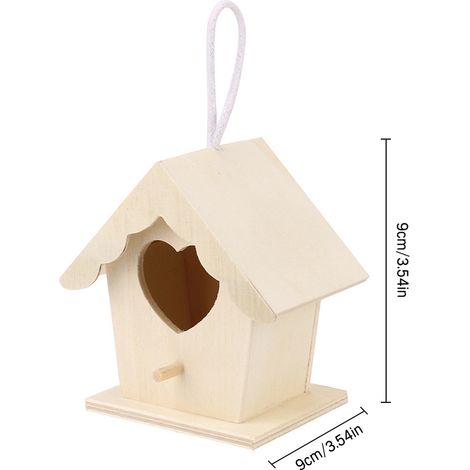 Maison à oiseaux - Nichoir suspendu en forme de cœur en bois pour jardin extérieur - Dimension 9x9cm - 1 unité (1/5)