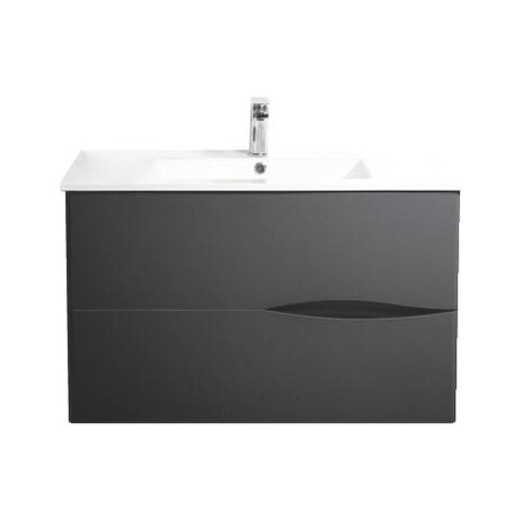 ONDEE - Mueble de baño suspendido 2DOO - L70cm - Tacto suave - Entregado montado - negro