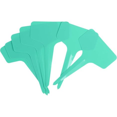 Etiquetas para plantas (100 hojas) - Etiquetas de plástico impermeables en forma de T para jardín y plantas en maceta (verde) (1/5)