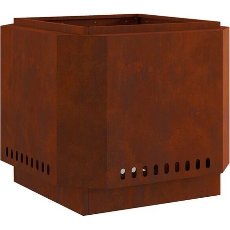 Cheminée sans fumée, marron, 58 x 58 x 51 cm, acier antique. (1/5)