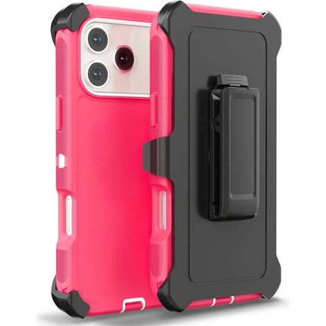 (Rose, iPhone 12 Pro) Coque de téléphone 3-en-1 résistante avec clip antichoc (1/5)