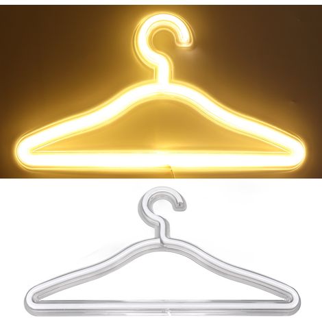 Lumière néon LED en forme de portant à vêtements, alimentée par USB, veilleuse festive pour chambre à coucher. (1/5)