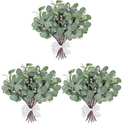 18 Pièces Plantes Artificielles Interieur Branches Eucalyptus, Fleurs Artificielles Deco, Eucalyptus Seches Naturel, pour Décoration Mariage y Baptême
