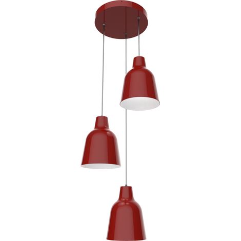 LUMICOM DONG Sospensione a composizione, 3X E27, max 42W, metallo, rosso lucido/bianco, D.35cm (1/4)