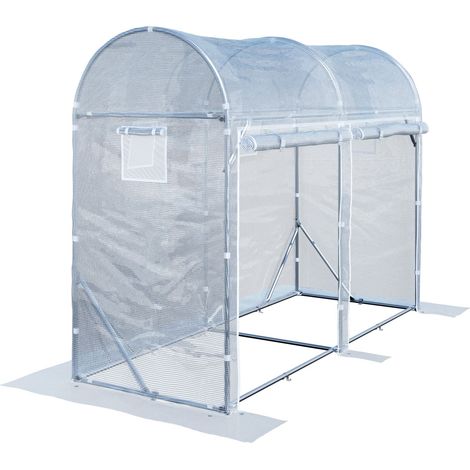 TOOLPORT Tomaten Foliengewächshaus 1x3 m PE 180 g/m² UV stabilisiert Folientunnel mit Stahlrahmen 2 m Stehhöhe Garten Gewächshaus Weiß