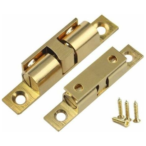Verrou à double bille en laiton 70 mm, ferme-porte à rouleau pour armoires, meubles et portes (10 pièces)