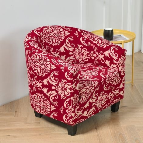 Housse de Fauteuil Cabriolet Extensible,Facile à Installer et à Laver, Housse de Chaise avec Accoudoirs Couverture de Fauteuil pour Comptoir Bar Salon Salle de Réunion-rouge foncé
