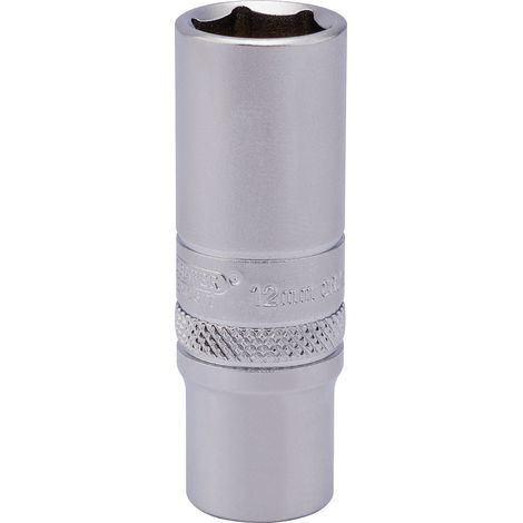 Draper 12mm 6-Point Deep Socket for 1/4" Drive – Micro Satin Chrome Finish, Metric Size, Part Number 82142