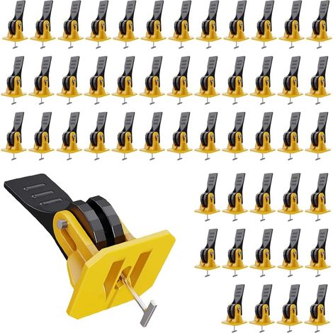 50 Pièces Système de Nivellement de Carrelage Systeme de Nivellement pour Carrelage Réutilisables Kit Nivellement Carrelage Kit de Nivellement de Carrelage pour Murs, Sols (1/5)