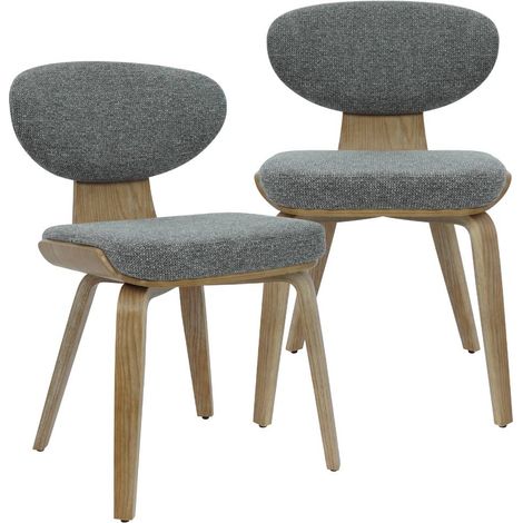 Chaise en bois de sapin et tissu gris ardoise Asda (lot de 2)