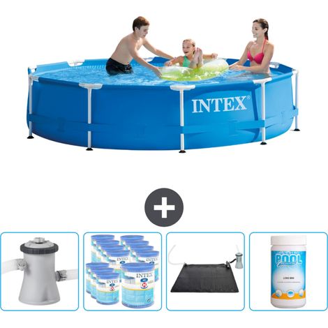 Intex Rundrahmen-Schwimmbecken – 305 x 76 cm – Blau – Inklusive Zubehör CB92