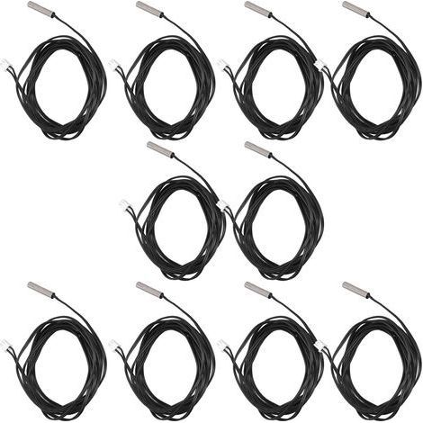 10pcs Capteur de thermistance, Tête cylindrique 5x25mm, Câble 2 mètres, Connecteur XHB2.54, Pour systèmes industriels (1/5)