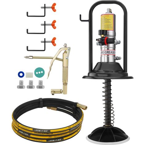 Pompe à Graisse Pneumatique Rapport Pression 50:1 Pompe à Seau de Graisse Pneumatique Tuyau 4 m Pistolet à Graisse Pompe à Graisse Portable avec Bouchon du Fût et Tête de Pistolet à Graisse 360° (1/5)