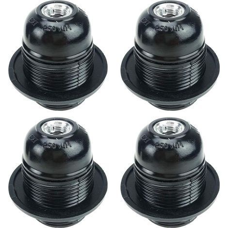 Vis E27 Noir, Support D'ampoule E27, 4 Pièces Douille E27, Ampoule à Douille E27, Douille D'ampoule Solide, Adaptateur Noir Socket, Douilles de Lampe Décoration Café Cuisine Cafétéria Industrie et DIY (1/5)