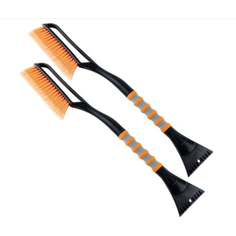 Brosse de nettoyage de voiture 2en1 Fouet grattoir à glace Grattoir à glace amovible Brosse à feuilles et à pollen avec poignée ergonomique en mousse pour voitures,camions et SUV,paquet de 2 (ABS,bros
