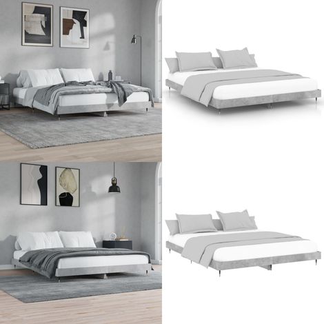Bettgestell Betongrau 200x200 cm Holzwerkstoff - Bettes Gestell - Doppelbett - Holzrahmen - Massivholzbette - Lattenrost - Home & Living (1/5)