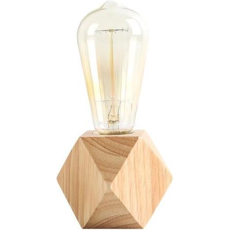 Tischlampe aus Holz, kleine Nachttischlampe mit Holzsockel, hübsches Nachtlicht, perfekt für Schlafzimmer, Wohnzimmer oder Büro, E27 (Leuchtmittel nicht enthalten) (1/5)