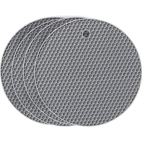 Dessous de verre en silicone, lot de 4, antidérapant, résistant à la chaleur jusqu'à 250 °C, multifonction, repose-cuillère, dessous de verre pour la cuisine et la salle à manger. (1/5)