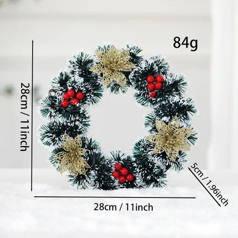 Couronne de Noël en flocons de neige artificiels - Décoration de porte et fenêtre à poser sur une table - 28 cm