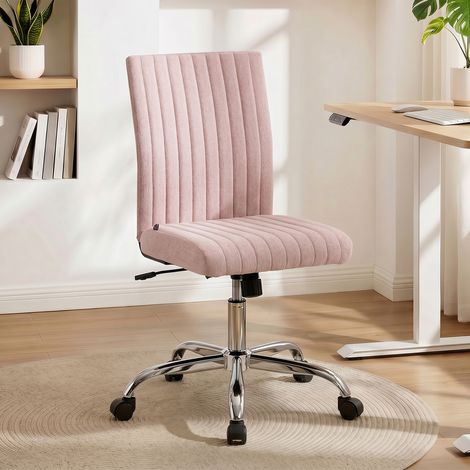 Fauteuil de bureau sans bras, hauteur ajustable et rotation à 360°, 43 x 56 x 89-99 cm, rose (1/5)