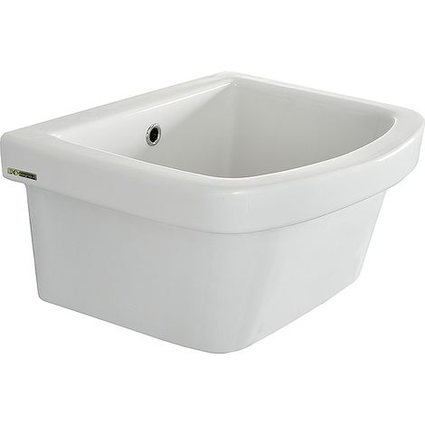 Pilozzo Lavatoio MINI 46x37 in ceramica da appoggio o sospeso con Sifone e Ghiera
