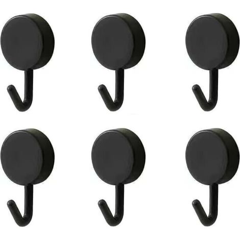 Adhesive Hooks, Pretty Decorative Wall Hooks for Hanging Backpacks, Hats, Towels, and Keys, 6 Pieces, Black (1/5)