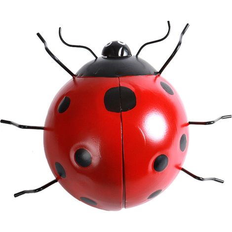 Coccinelle en métal - Décoration murale géante - Sculpture d'insectes - Décoration murale inspirante - Suspension 3D pour balcon, terrasse, porche ou jardin (1/5)
