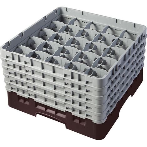 Casiers de lavage - 25 cases à verres haut max 27.9 cm - 50 x 50 x 30.8 cm - Brun - Lot de 2 - Cambro
