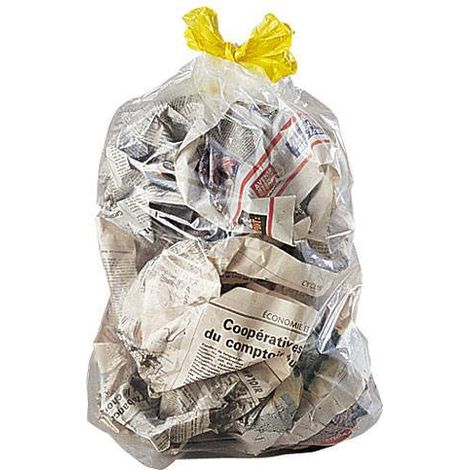 Sac poubelle 30 litres avec liens coulissants – Carton de 100 sacs – Polypropylène recyclable – Idéal pour tri sélectif
