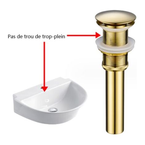 Bouchon de vidange d'évier moderne pop-up vintage sans trop-plein, siphon de lavabo universel en laiton doré avec trou poli sans trop-plein – sans pores