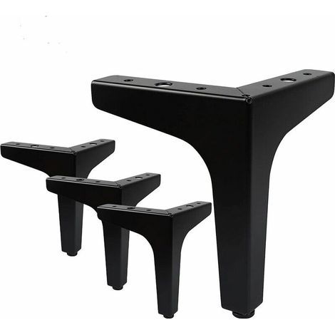 Set mit 4 Möbelbeinen, Tragfähigkeit bis zu 400 kg, Superma Moderne Metall-Tischbeine in Dreiecksform, 16 Schrauben und 4 Fußschützer, Schwarz (15 cm) (1/5)