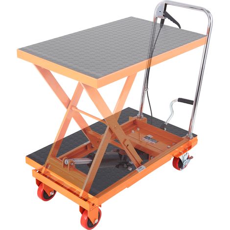 VEVOR Carrello Elevatore Idraulico, Capacita 230kg, Altezza di Sollevamento 220-720 mm, Piattaforma Elevatore Manuale a Forbice Singola con 4 Ruote Cuscinetto Antiscivolo, Carrello Idraulico a Forbice
