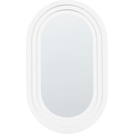 Espejo decorativo de pared estilo moderno colgante decoración metal 43 x 69 cm blanco Massilly