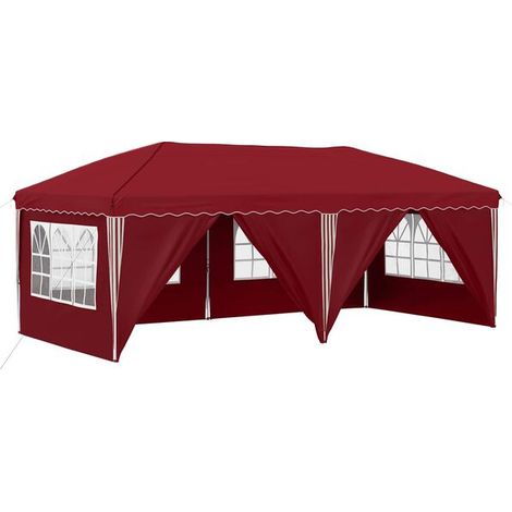 Tente de réception portable couleur bordeaux, 575 x 288 x 245 cm. (1/5)