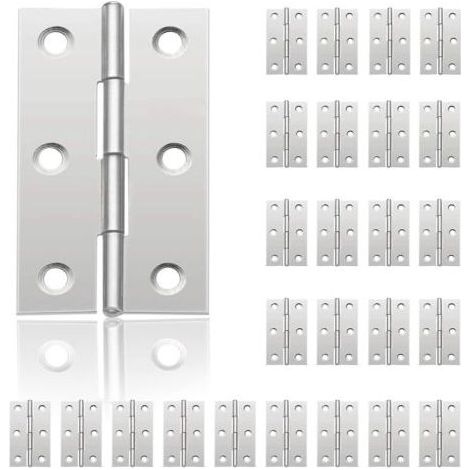Ersandy – Lot de 24 charnières en inox pour portes – 6 trous de montage – Capacité de charge augmentée – Pour boîtes à bijoux et meubles - 44mm32mm (1/5)