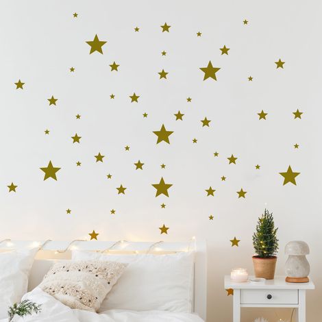 Stickers Lot des 130 étoiles - 35x65cm - dorées - Autocollants adhésifs noël - décoration fêtes (1/3)