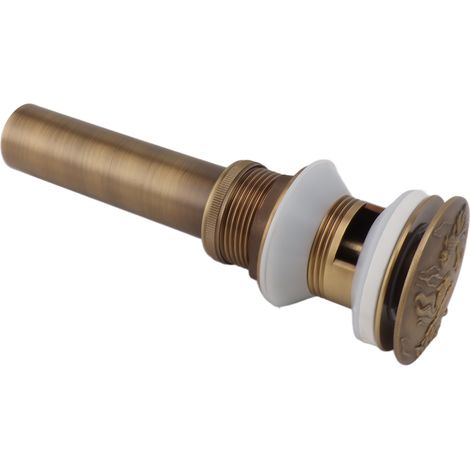 Lavabo Cuisine Évier Drain Tout Cuivre Pop Up Évacuation Anti-Fuite Stable Drain Évier Perforé (1/5)