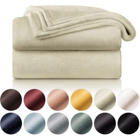 Couverture Polaire 150 x 200 - Plaid Beige, Plaid pour Canapé, Plaid Cocooning - Couverture Polaire Epaisse, Mouse, Douce Et Chaude - Haute Qualité-LIAIKI (1/5)