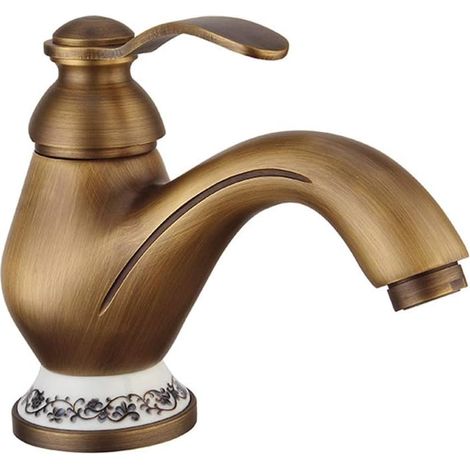 Robinet Salle De Bain, Robinet Lavabo Corps De Cuivre Design Eau Chaude Et Froide Disponible, Antique Poignée Unique Mitigeur Lavabo, Convient Pour Salle Bain Lavabo Et Lavabo