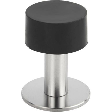 Butée de porte en caoutchouc et acier inoxydable, support anti-perforation, fixation murale au sol, sans clous (1/4)