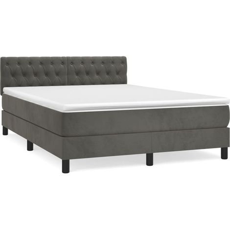 Maison Exclusive - Cama box spring con colchón terciopelo gris os (1/5)